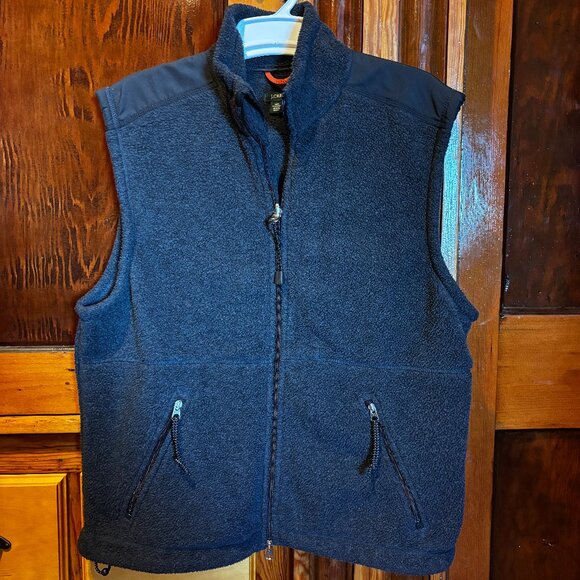 Men's J. Crew Dark Gray Fleece Vest  Full Zip Size Medium - Picture 1 of 7